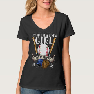 T-shirt Filles De Baseball Je Joue Comme Une Fille Basebal
