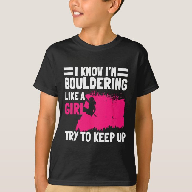 T-shirt Filles de Bouldering Grimpeuse de Bloc Rocher Arti (Devant)