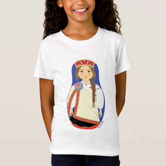T-shirt filles de Brunette Matryoshka en Lettonie (Devant)