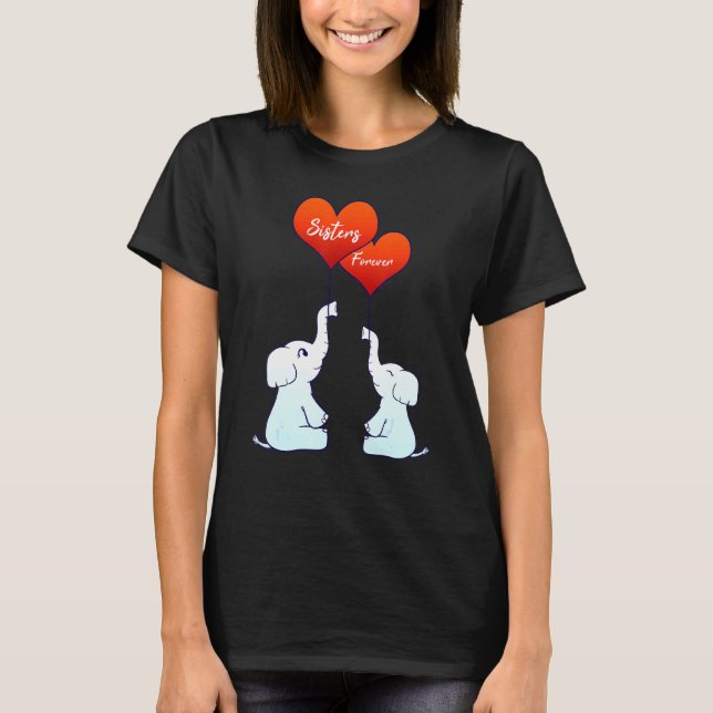 T-shirt Filles de famille Soeur Eternel Eléphants Coeur Lo (Devant)