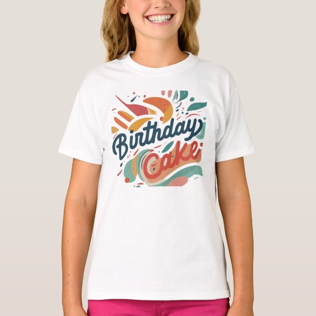 T-shirt Filles de gâteaux de fête de naissance (Devant)