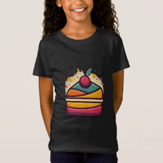 T-Shirt Filles de Jersey fin coloré conception de gâteau