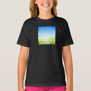 T-shirt filles de la ferme éolien