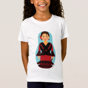 T-shirt filles de Matryoshka, robe rouge espagnole