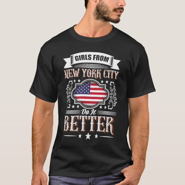 T-shirt Filles de NEW YORK CITY faire mieux drapeau des US (Devant)