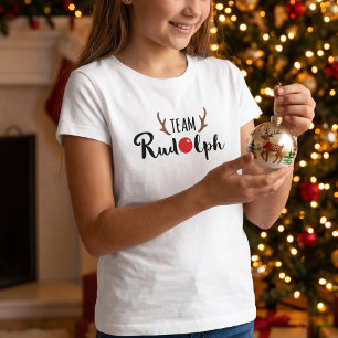 T-shirt Filles de Noël Équipe de Rudolph de la famille
