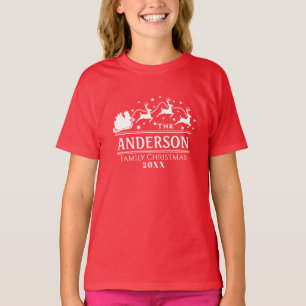 T-shirt Filles de Noël Nom de famille personnalisé Fêtes