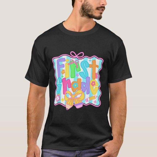 T-shirt Filles De Première Année Retour À L'École Bow Cute (Devant)