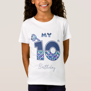 T-Shirt Filles de sirènes colorées 10e anniversaire et plu
