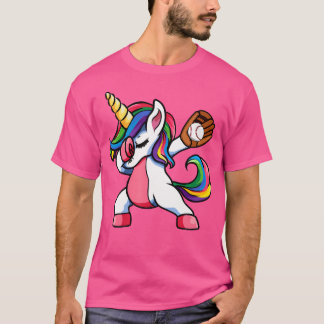 T-shirt Filles Drôle Dabbing Baseball Unicorn Vêtements Je