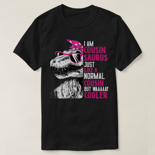 T-shirt Filles Drôle TRe Cousinsaurus Cool Dinosaure Rose  (Design devant)