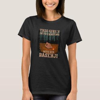 T-shirt Filles en camping avec son chien Basenji Ango Anga
