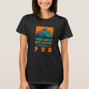 T-shirt Filles en camping avec son chien Pug Maman Pug Fur