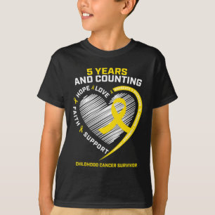 T-shirt Filles Enfants Garçons 5 Ans Or Survivant du Cance