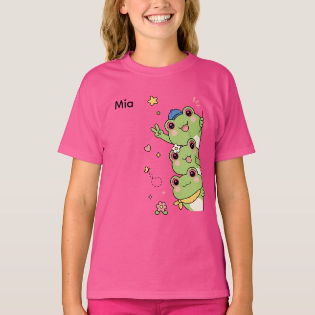 T-shirt Filles Esthétique Grenouilles Mignonnes (Devant)