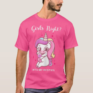 T-shirt Filles filles nuit avec mon besties licorne pub ho