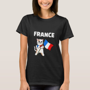 T-shirt Filles France Drapeau Chat Français Couleurs Kitte