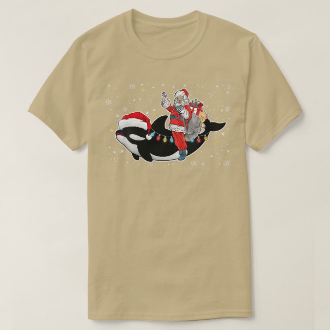 T-shirt Filles Funny Père Noël équitation Orca Noël Wha (Design devant)