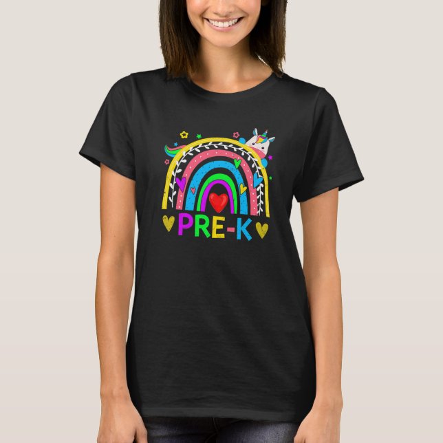 T-shirt Filles Garçons Arc-en-ciel Maternelle Équipe Ensei (Devant)