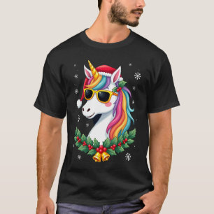 T-shirt Filles Garçons de Licorne de Noël Xmas Santa Migno