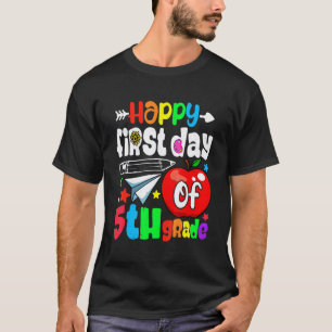 T-shirt Filles Garçons Heureux Premier Jour De Cinquième P