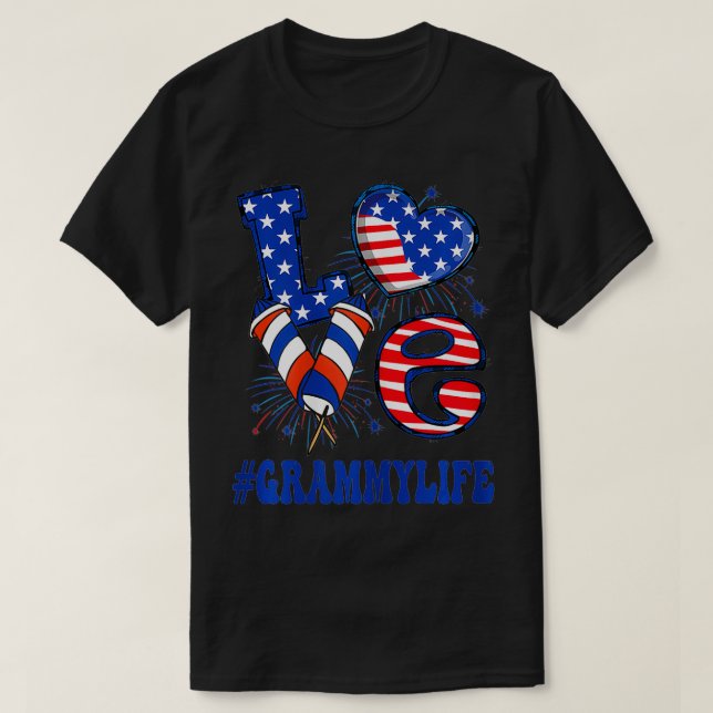 T-shirt Filles Grammy Love USA Drapeau Grandma 4 juillet F (Design devant)