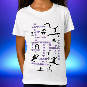 T-Shirt Filles Gymnastique Compétences Purple Crosswords T