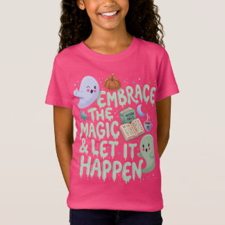 T-Shirt Filles Halloween Livre Magique et Fantôme