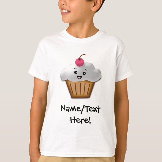T-shirt Filles heureuses roses mignonnes de petit gâteau (Devant)