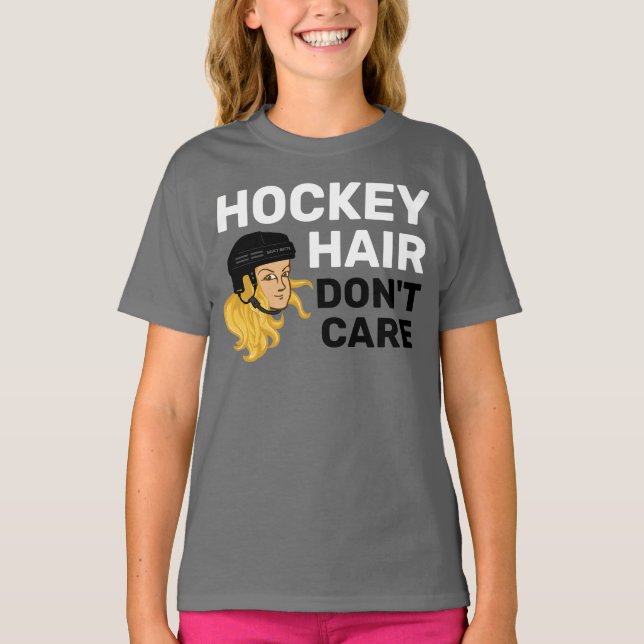 T-shirt Filles Hockey cheveux ne se soucient pas de Blonde (Devant)