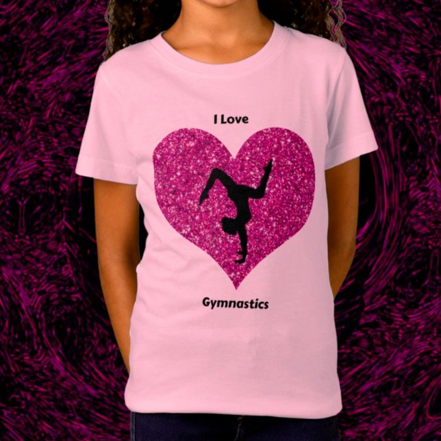 T-Shirt Filles I Love Gymnastique Parties scintillant Coeu (Créateur téléchargé)