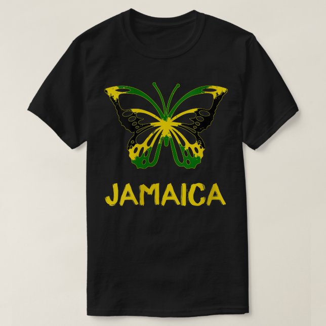 T-shirt Filles Jamaïcaine Drapeau Papillon Jamaïque indépe (Design devant)