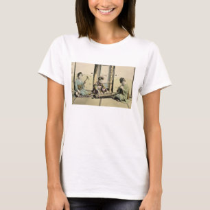 T-shirt Filles japonaises jouant la cannelure, le "koto"