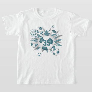 T-shirt filles jersey nombre ballons de football étoiles t