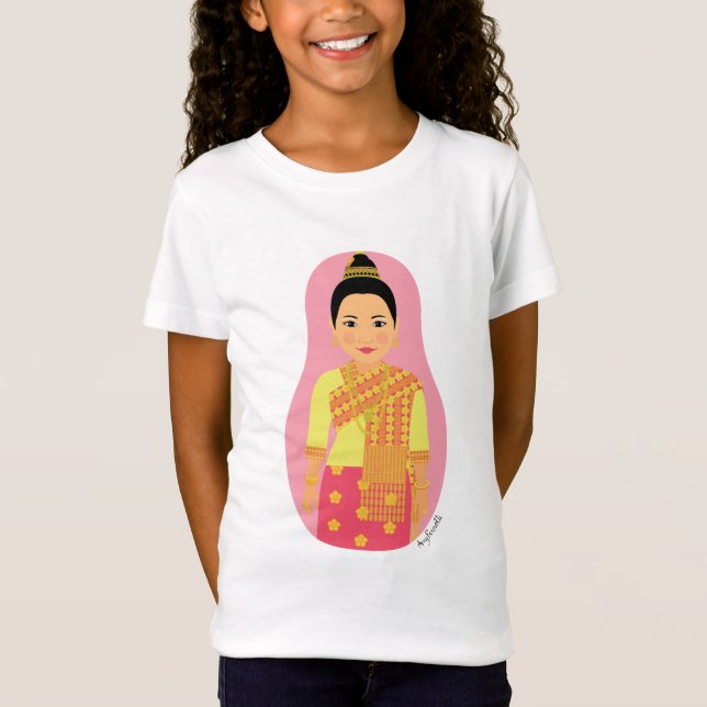 T-shirt filles laotiennes Matryoshka (rose) (Devant)