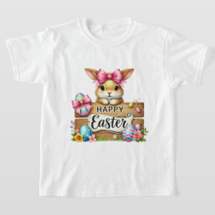 T-shirt Filles lapin de Pâques amusantes et heureuses