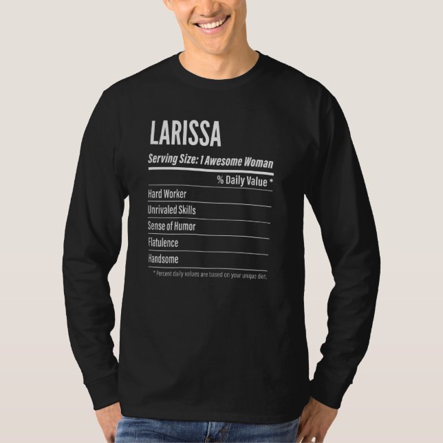 T-shirt Filles Larissa Faits nutritionnels Taille du servi (Devant)