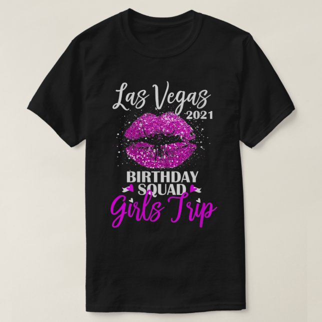T-shirt Filles Las Vegas Voyage 2021 Vacances Rose Lip (Design devant)