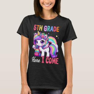 T-shirt Filles Licorne de 5e année, me voici ! Retour à l'