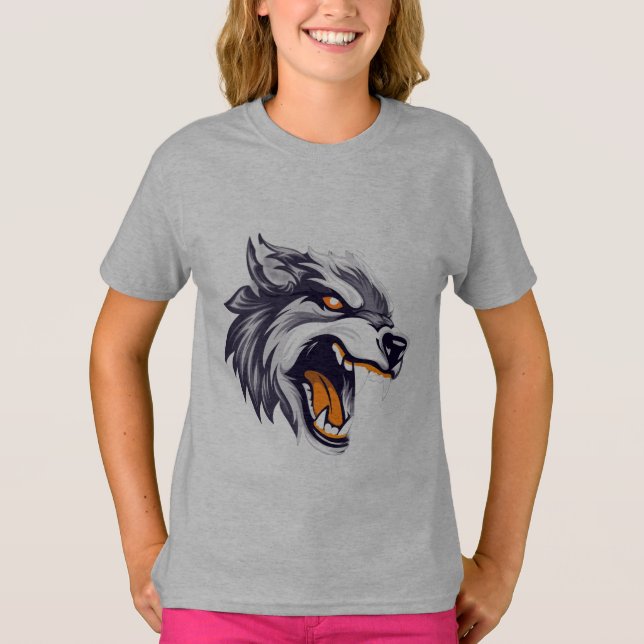 T-Shirt Filles Loup Féroce (Devant)