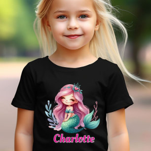 T-shirt Filles Mermaid nom personnalisé noir
