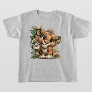 T-shirt Filles mignonnes amoureuses de lions de la jungle