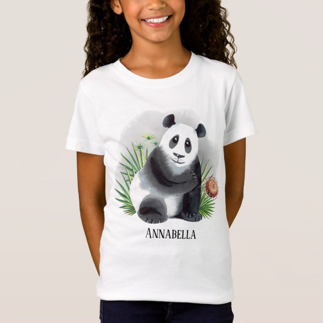 T-Shirt filles mignonnes amoureuses de panda ours ajouter  (Devant)