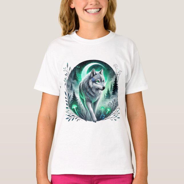 T-shirt Filles mignonnes amoureuses du loup  (Devant)