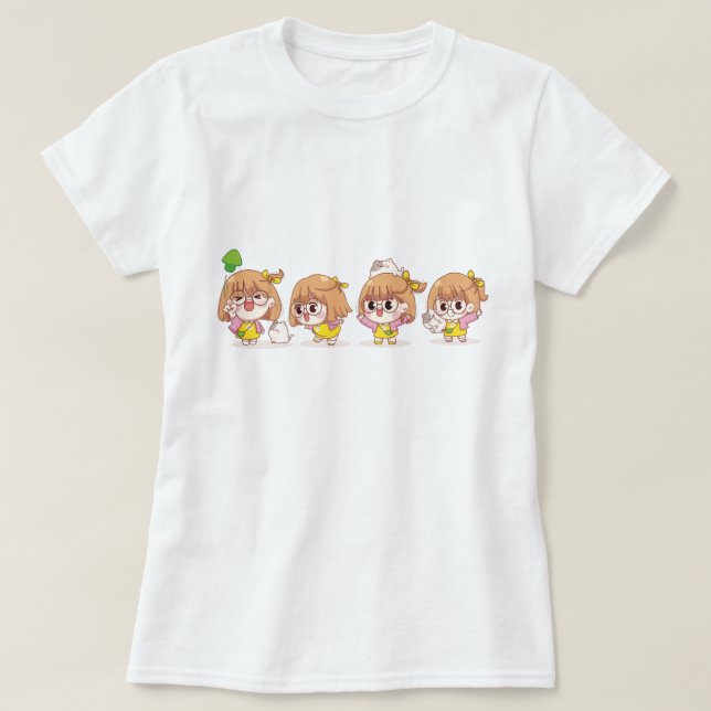 T-shirt Filles Mignonnes Avec Chats (Design devant)