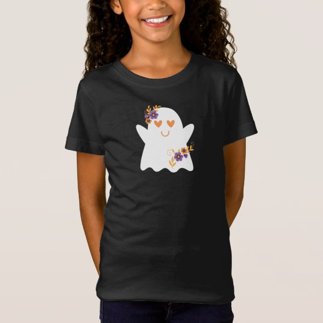 T-Shirt Filles mignonnes Fantôme d'Halloween (Devant)
