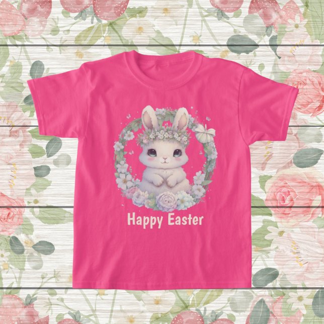 T-shirt filles mignonnes Joyeux lapin de Pâques (Créateur téléchargé)