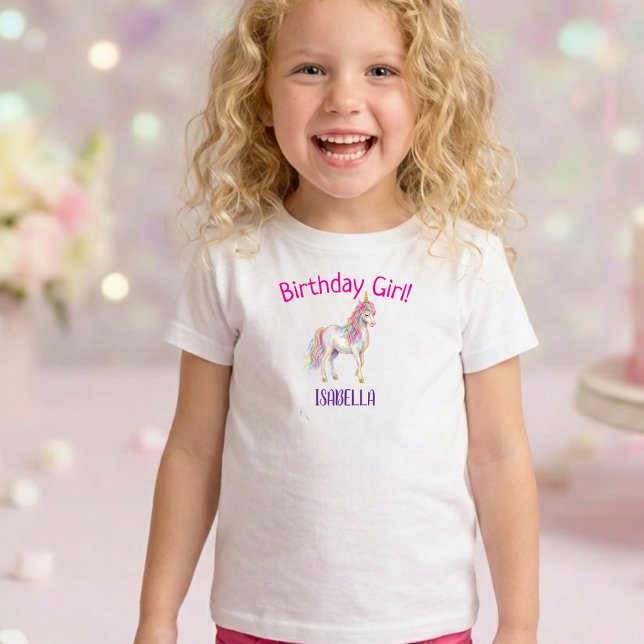 T-shirt Filles Mignonnes Licorne Anniversaire (Créateur téléchargé)