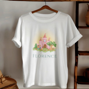 T-shirt Filles mignonnes Rose Princess Castle Enfants