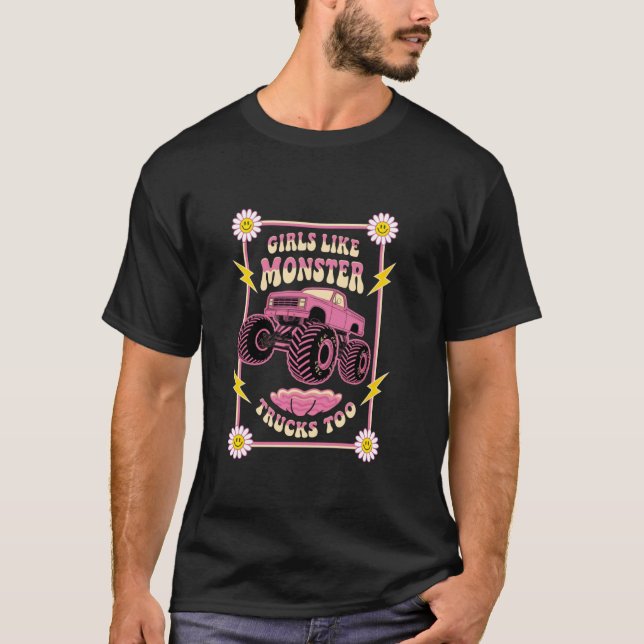 T-shirt Filles Monstres Camion Tout-Petits Filles Comme Mo (Devant)